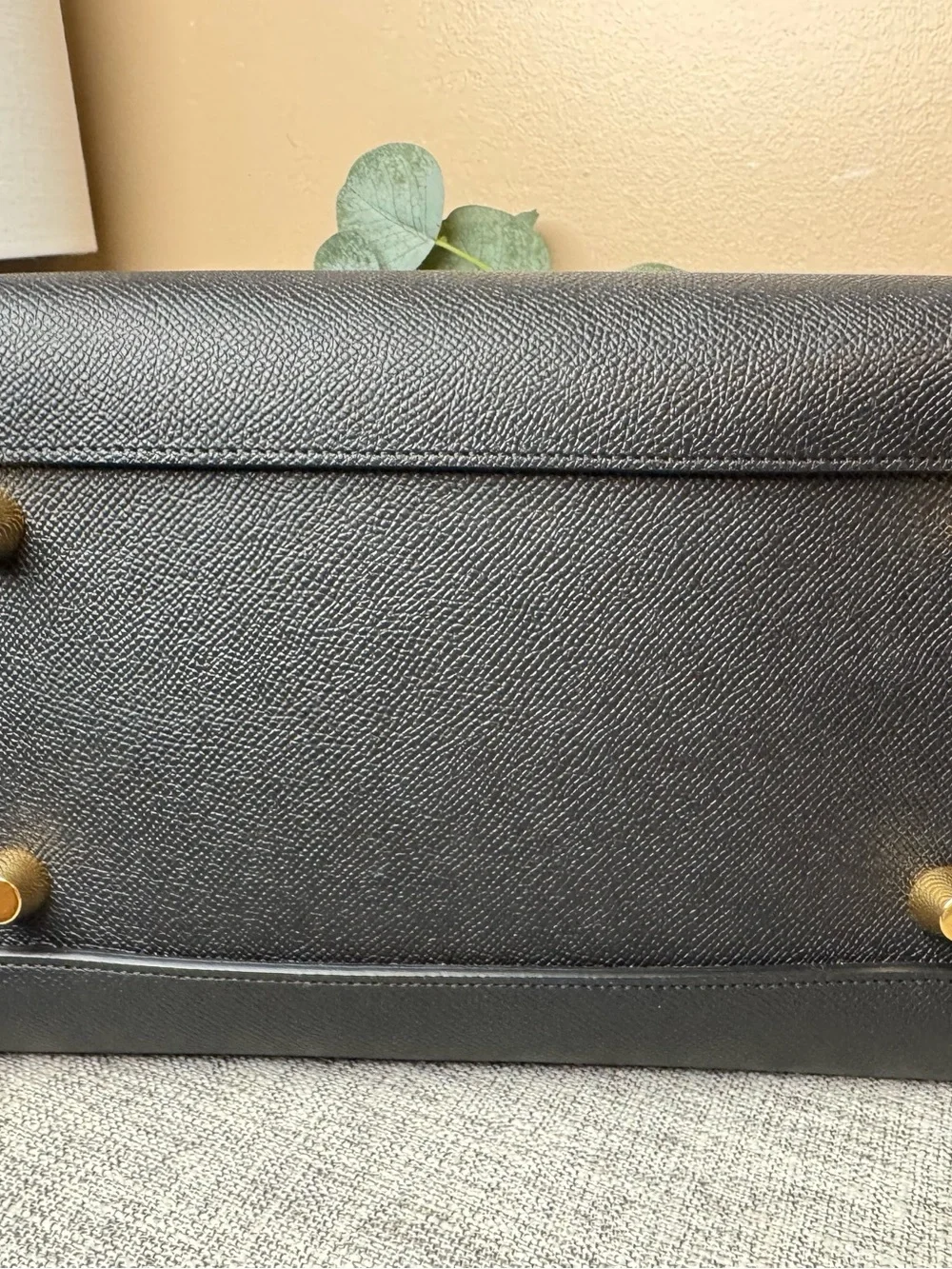 Celine Black Leather Satchel with Top Handle